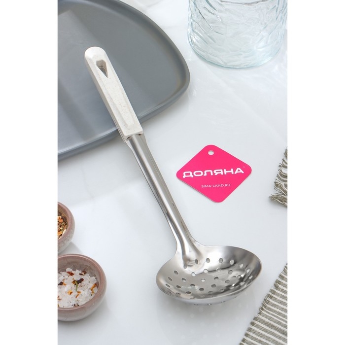 Шумовка из нержавеющей стали Доляна «Соната», h=34 см, цвет серебряный Шумовка из нержавеющей стали Доляна «Соната», h=34 см, цвет серебряный