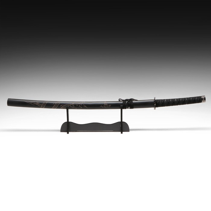 Сувенирное оружие «Катана на подставке», чёрные ножны с резным драконом, рукоять микс 100см