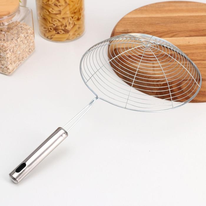 Шумовка из нержавеющей стали Доляна «Металлик», 42 см, d=23 см, цвет серебряный Шумовка из нержавеющей стали Доляна «Металлик», 42 см, d=23 см, цвет серебряный