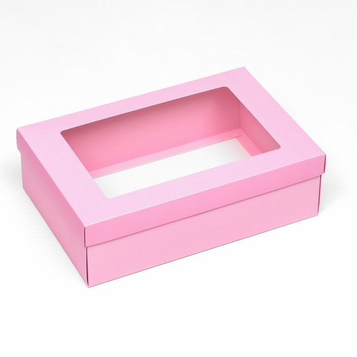 Коробка подарочная складная, упаковка, «Розовая», с окном 30 х 20 х 9 см Коробка подарочная складная, упаковка, «Розовая», с окном 30 х 20 х 9 см
