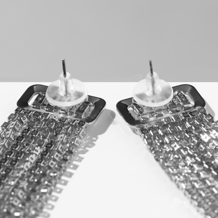 Серьги висячие со стразами «Голливуд» прямоугольник, 8 рядов, цвет белый в серебре, 12 см Серьги висячие со стразами «Голливуд» прямоугольник, 8 рядов, цвет белый в серебре, 12 см