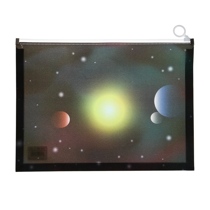 Папка-конверт на молнии формат А4, 180мкр, с рисунком Папка-конверт на молнии формат А4, 180мкр, с рисунком "Космос", МИКС