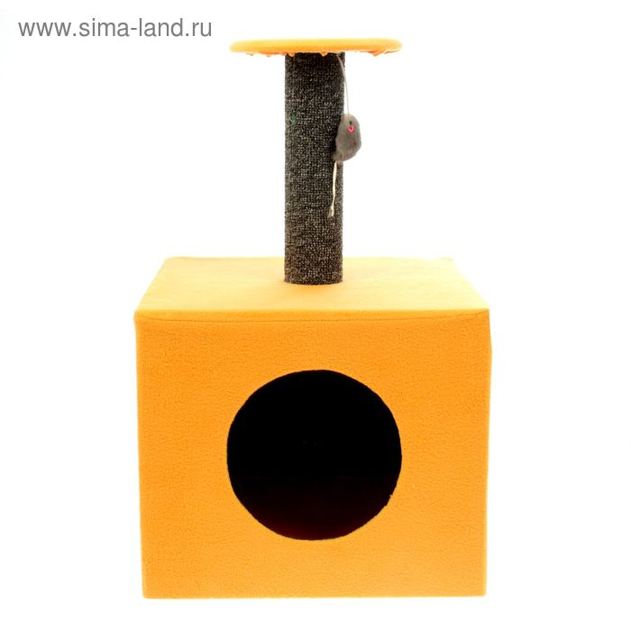 Когтеточка  Когтеточка "Столбик", куб с площадкой, 35 х 30 х 85 см, микс цветов