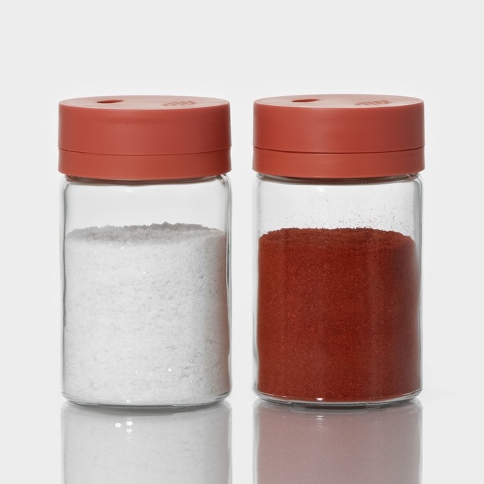 Набор для специй из стекла Доляна «Коралл», 2 предмета: солонка, перечница 6,4×11 см Набор для специй из стекла Доляна «Коралл», 2 предмета: солонка, перечница 6,4×11 см