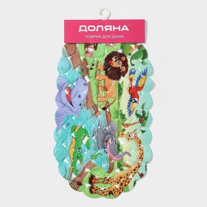 Коврик противоскользящий в ванну на присосках Доляна «Звери Африки», 36×67 см Коврик противоскользящий в ванну на присосках Доляна «Звери Африки», 36×67 см