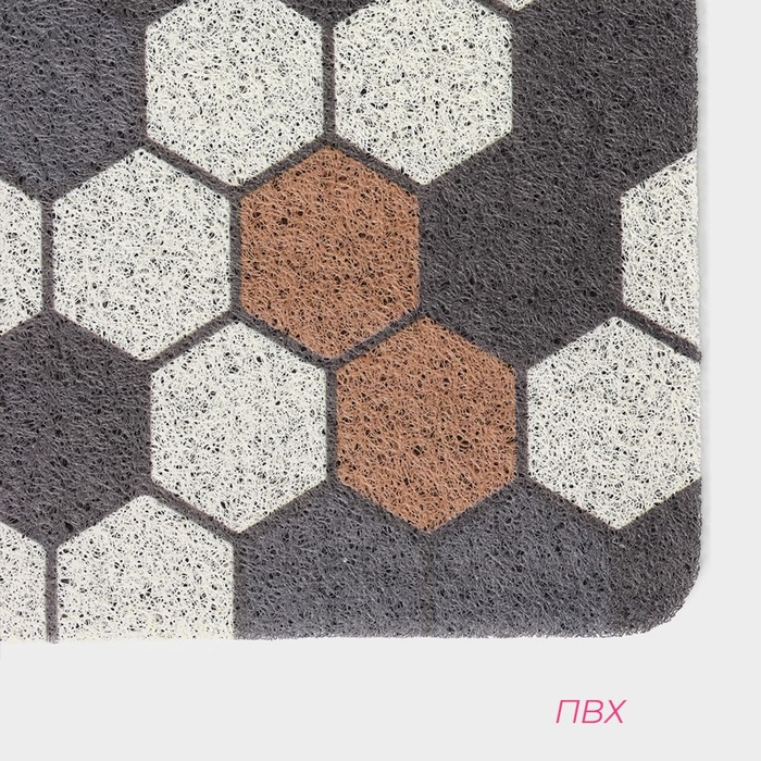 Коврик придверный грязезащитный Доляна «Соты», вырезной, 60×90 см Коврик придверный грязезащитный Доляна «Соты», вырезной, 60×90 см