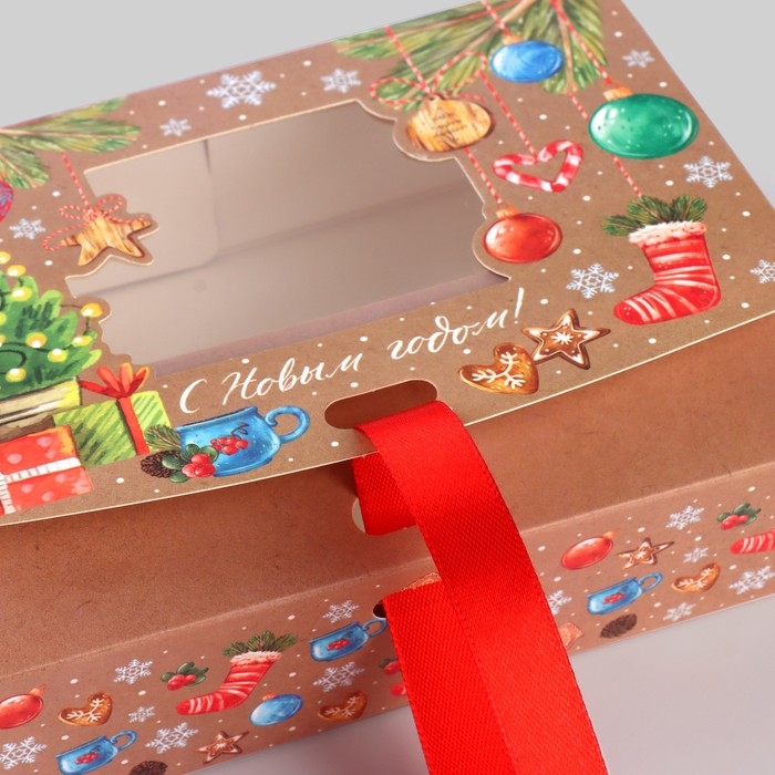 Коробка новогодняя складная «Новогодние радости» 16.5 х 12.5 х 5 см, Новый год Коробка новогодняя складная «Новогодние радости» 16.5 х 12.5 х 5 см, Новый год