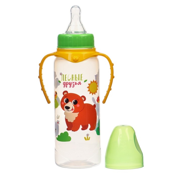 Бутылочка для кормления «Лесные друзья», классическое горло, 250 мл., от 3 мес., цилиндр, с ручками Бутылочка для кормления «Лесные друзья», классическое горло, 250 мл., от 3 мес., цилиндр, с ручками