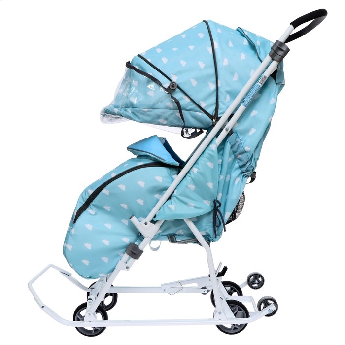 Санки-коляска «Наши детки 3-1К», принт с облачками, цвет голубой Санки-коляска «Наши детки 3-1К», принт с облачками, цвет голубой