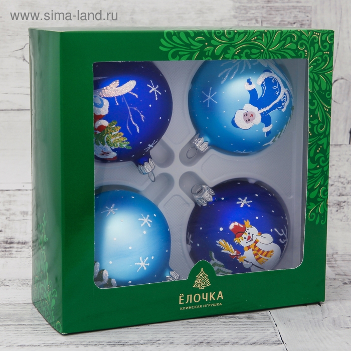 Набор новогодних шаров Набор новогодних шаров "В гостях у сказки" 7,5 см (набор 4 шт)