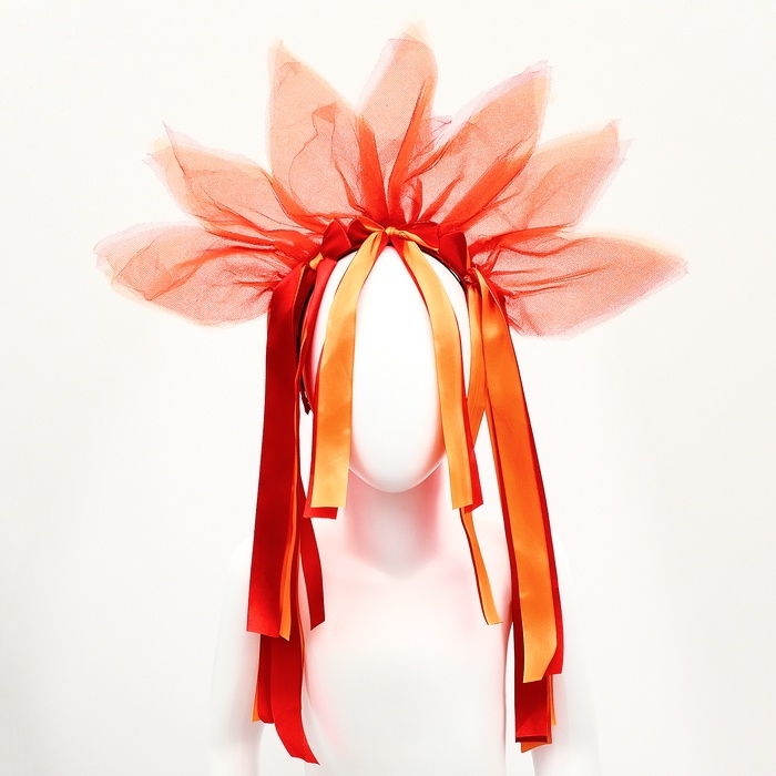 Карнавальный ободок «Лучистое солнце», цвет красно-оранжевый Карнавальный ободок «Лучистое солнце», цвет красно-оранжевый