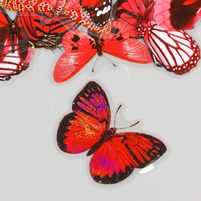 Наклейки PVC Наклейки PVC "Красные бабочки" набор 40 шт 8х7 см