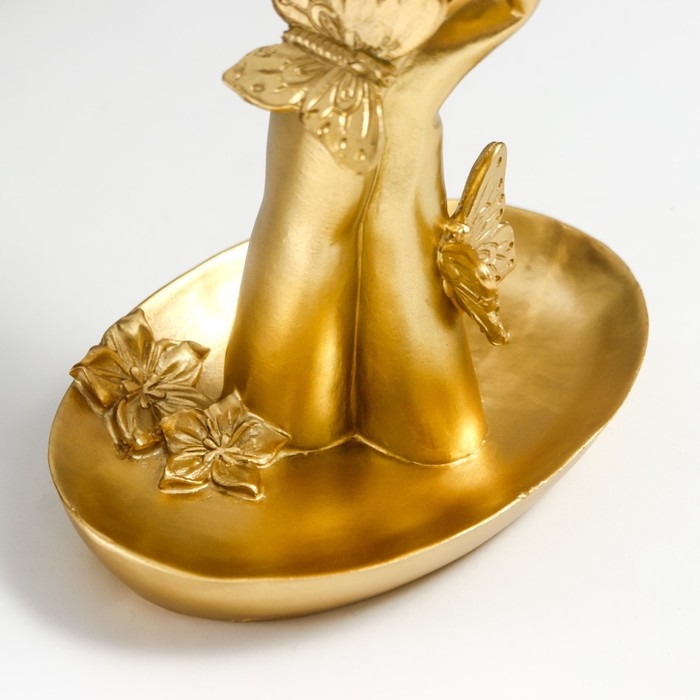 Сувенир полистоун подставка  Сувенир полистоун подставка "Девушка с золотыми цветами в волосах" золото 29,5х14,5х10 см