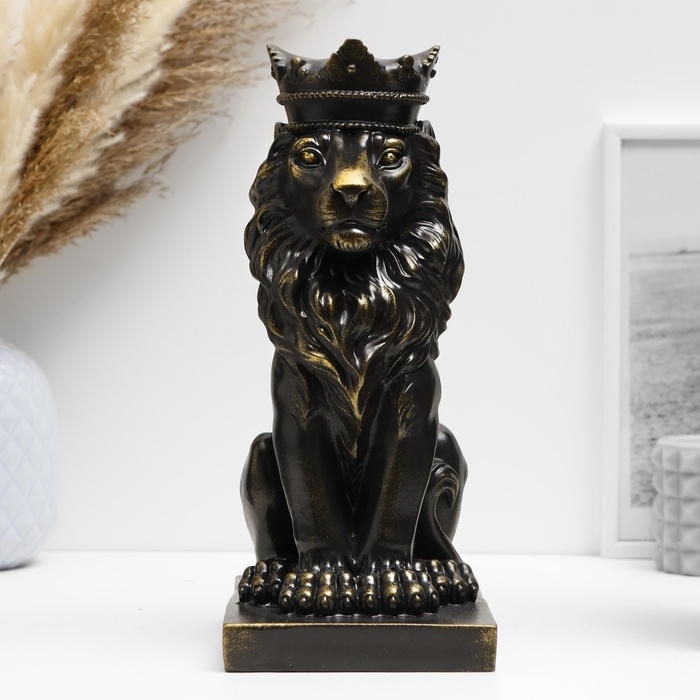 Копилка Копилка "Лев с короной" черный с позолотой, 23см