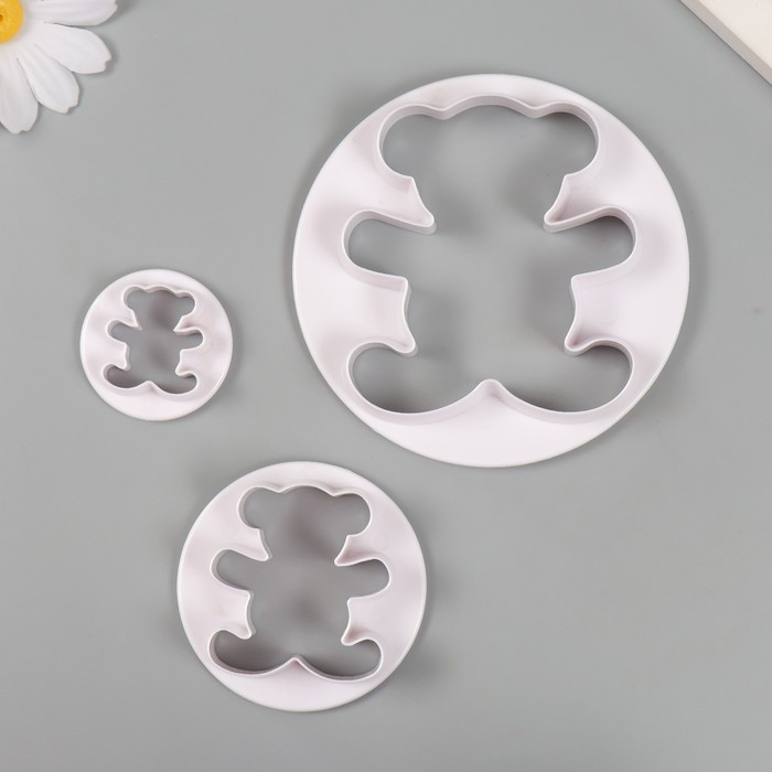 Каттеры для полимерной глины  Каттеры для полимерной глины "Медвежата" набор 3 шт d=3,7 см 6 см 9,5 см