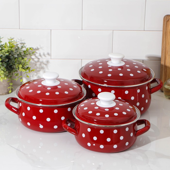 Набор кастрюль «Моника», 3 предмета: 1,5 л, 2 л, 3 л, эмалированные крышки, индукция Набор кастрюль «Моника», 3 предмета: 1,5 л, 2 л, 3 л, эмалированные крышки, индукция