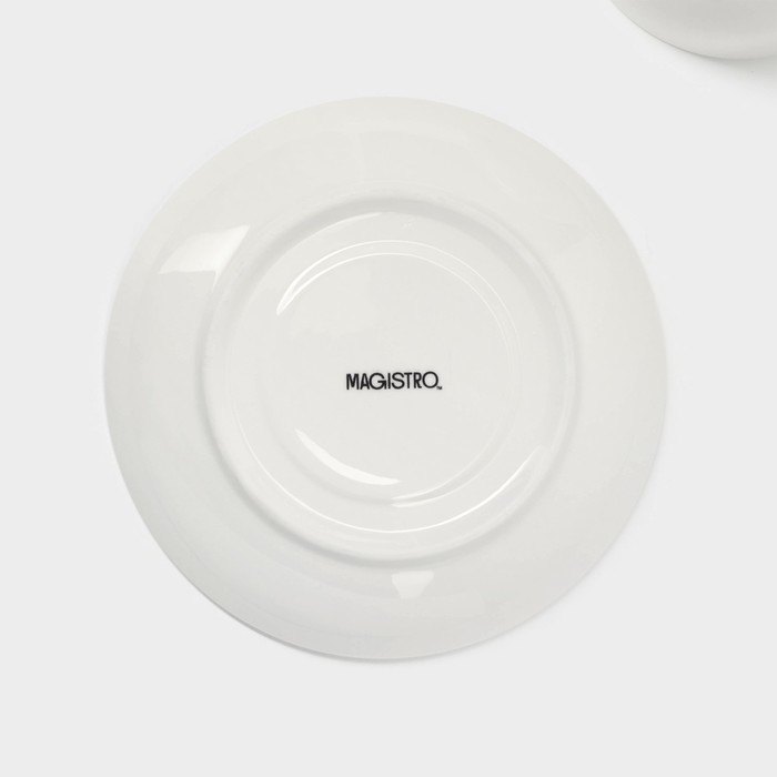 Чайная пара фарфоровая Magistro «Бланш», 2 предмета: чашка 280 мл, блюдце d=15 см, цвет белый Чайная пара фарфоровая Magistro «Бланш», 2 предмета: чашка 280 мл, блюдце d=15 см, цвет белый