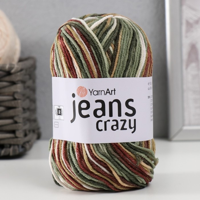 Пряжа "Jeans crazy" 55% хлопок, 45% акрил 160м/50гр (7203  принт)
