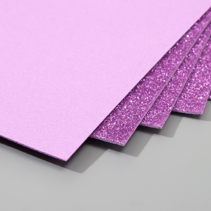 Набор глиттерного фоамирана (5 листов) 2 мм 20х30 см, сиреневый Набор глиттерного фоамирана (5 листов) 2 мм 20х30 см, сиреневый