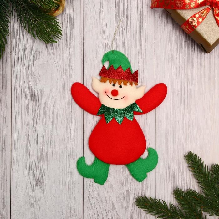 Мягкая подвеска Мягкая подвеска "Пляшущий эльф" 10х17 см, зелёно-красный