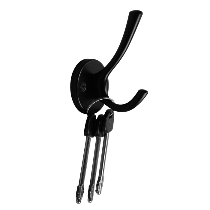 Крючок мебельный CAPPIO SIMPLE, двухрожковый, черный Крючок мебельный CAPPIO SIMPLE, двухрожковый, черный