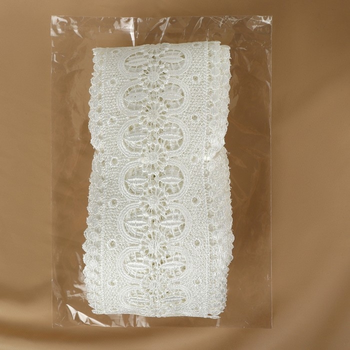 Кружево гипюровое, 83 мм × 11 ± 1 м, цвет айори Кружево гипюровое, 83 мм × 11 ± 1 м, цвет айори