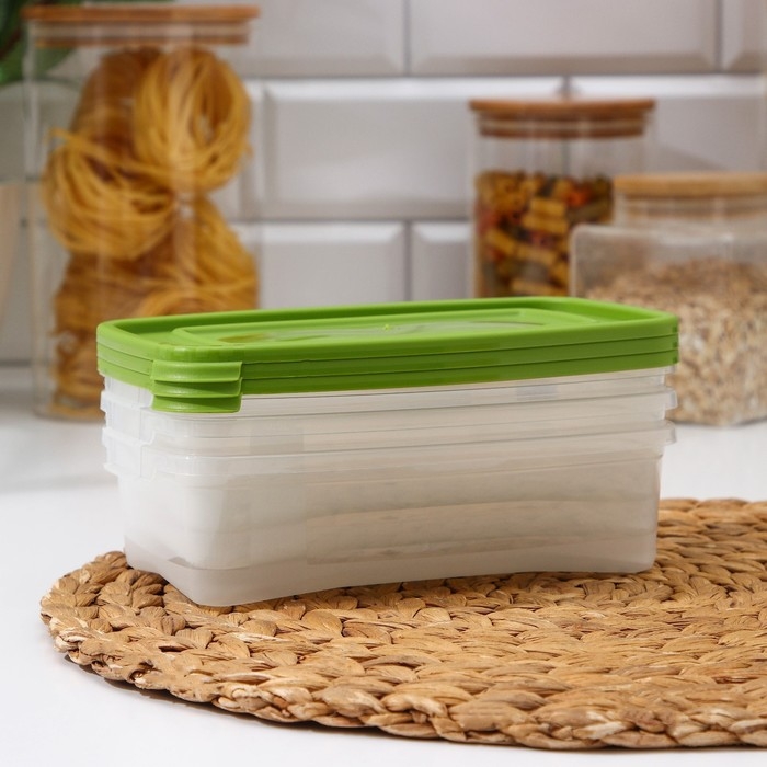 Набор контейнеров пищевых «Каскад», 700 мл, 3 шт, прозрачный, крышка микс Набор контейнеров пищевых «Каскад», 700 мл, 3 шт, прозрачный, крышка микс