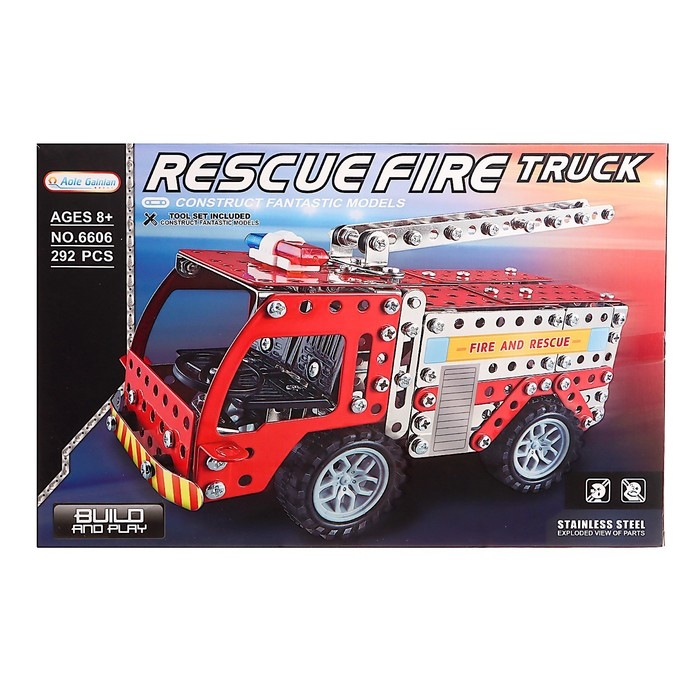 Конструктор металлический «Пожарная машина», 292 детали Конструктор металлический «Пожарная машина», 292 детали
