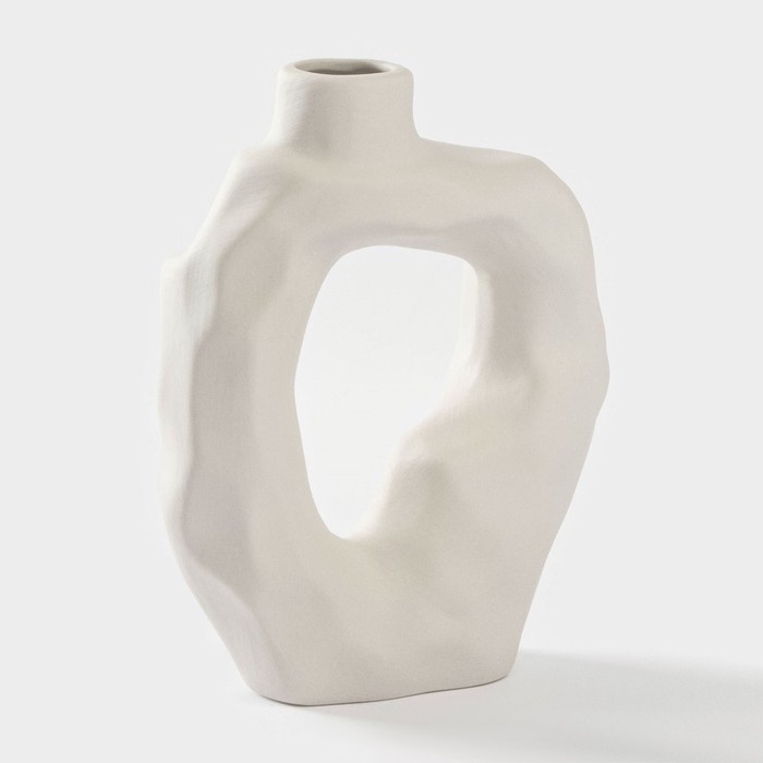 Ваза для цветов керамическая «Люкс», 13×15 см, горлышко d=5 см, цвет белый