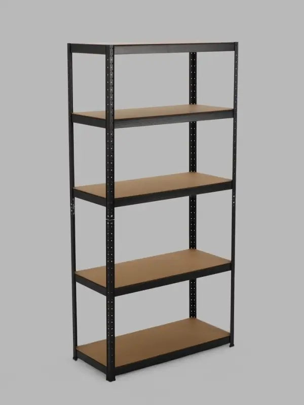 Стеллаж металлический для склада напольный, 5 полок, 180&times;90&times;40 см, чёрный