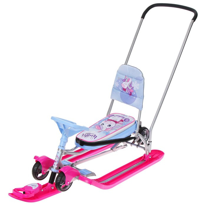 Снегокат с колёсами «Тимка спорт 6 Единорог», ТС6-М/ЕР, с родительской ручкой, со спинкой и ремнём безопасности Снегокат с колёсами «Тимка спорт 6 Единорог», ТС6-М/ЕР, с родительской ручкой, со спинкой и ремнём безопасности