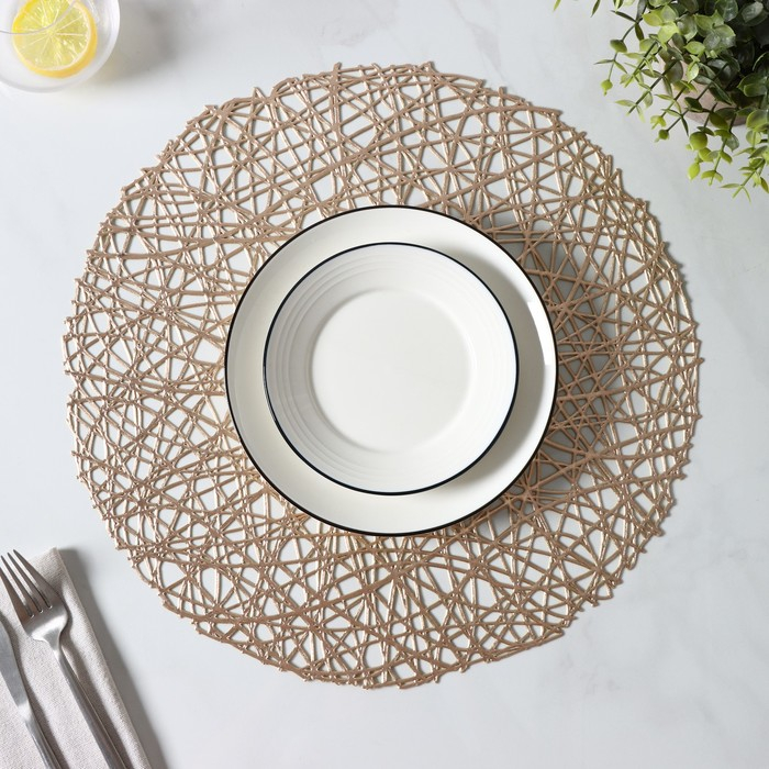 Салфетки сервировочные на стол Доляна «Паутинка», d=38 см, 4 шт, цвет золотой Салфетки сервировочные на стол Доляна «Паутинка», d=38 см, 4 шт, цвет золотой