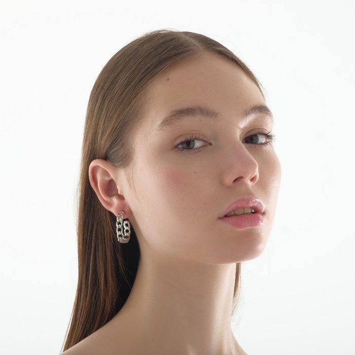 Серьги-кольца «Цепи» малые, d=2,2, цвет серебро Серьги-кольца «Цепи» малые, d=2,2, цвет серебро