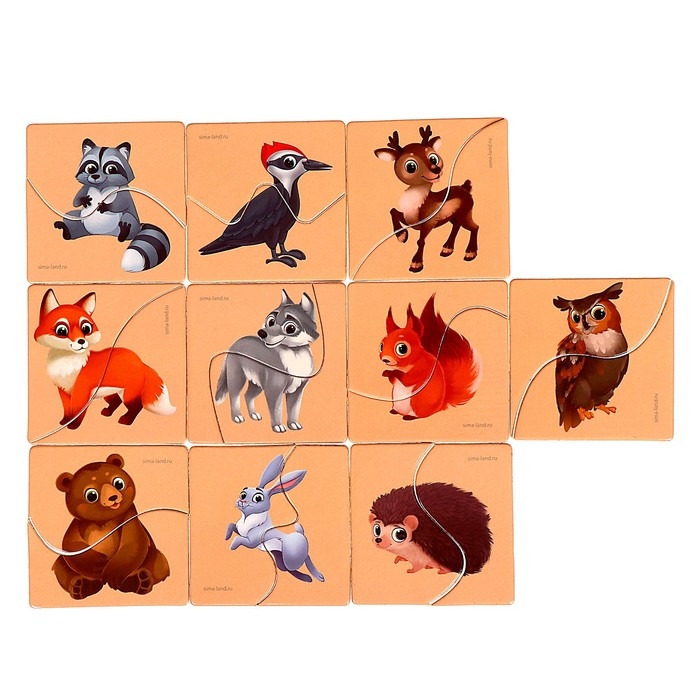 Пазлы для детей. Картинки половинки «Лесные животные» Пазлы для детей. Картинки половинки «Лесные животные»