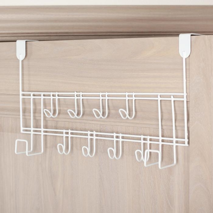 Вешалка на дверь на 8 крючков Доляна «Моно», 40,5×10×23 см, цвет белый Вешалка на дверь на 8 крючков Доляна «Моно», 40,5×10×23 см, цвет белый