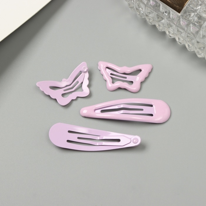 Невидимка для волос  Невидимка для волос "Энико" (набор 4 шт) бабочка, 5 и 3 см, сиреневый