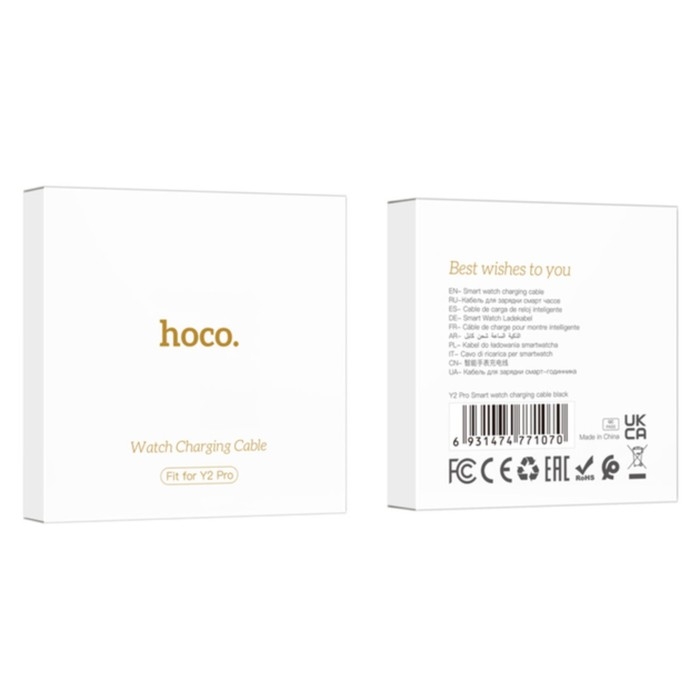 Кабель для зарядки смарт-часов Hoco Y2 Pro, 59 см, черный Кабель для зарядки смарт-часов Hoco Y2 Pro, 59 см, черный