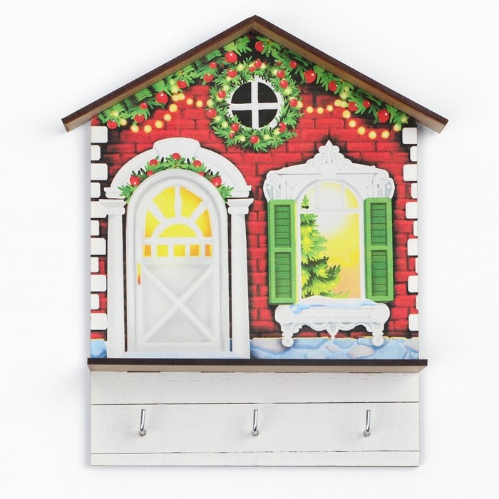 Ключница настенная новогодняя «Новогодний дом», на Новый год Ключница настенная новогодняя «Новогодний дом», на Новый год