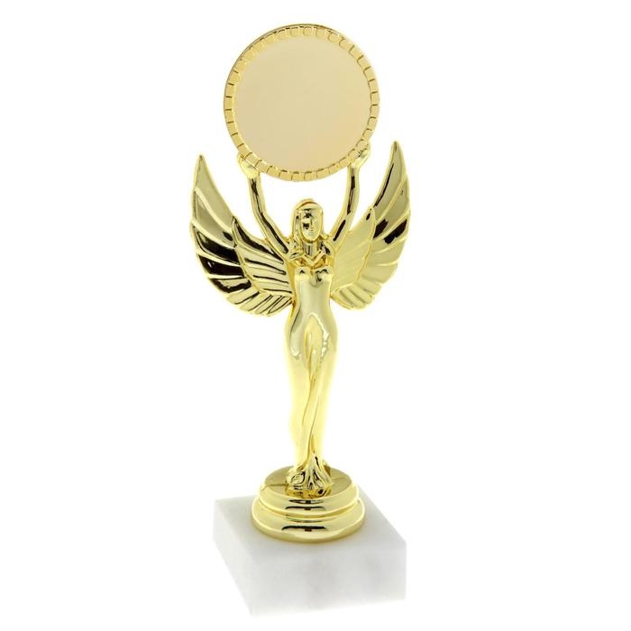 Наградная фигура «Ника с шаром», подставка камень белая, 18 х 7 х 5 см. Наградная фигура «Ника с шаром», подставка камень белая, 18 х 7 х 5 см.