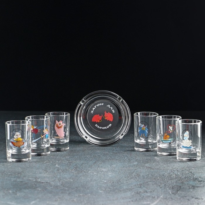 Набор «Приколы», 7 предметов: 6 стопок 50 мл, пепельница Набор «Приколы», 7 предметов: 6 стопок 50 мл, пепельница