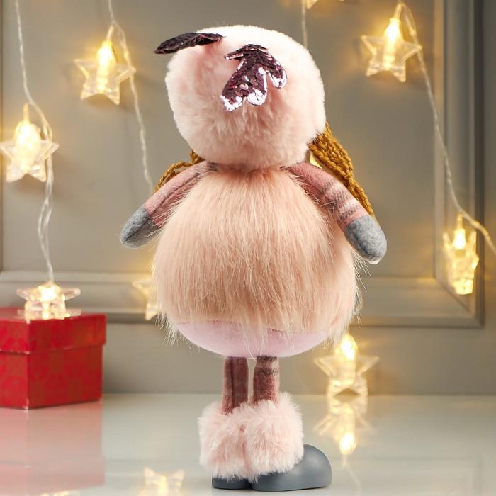 Кукла интерьерная Кукла интерьерная "Девочка в розовой шубке и в шапке с ушками" 38х11х16 см