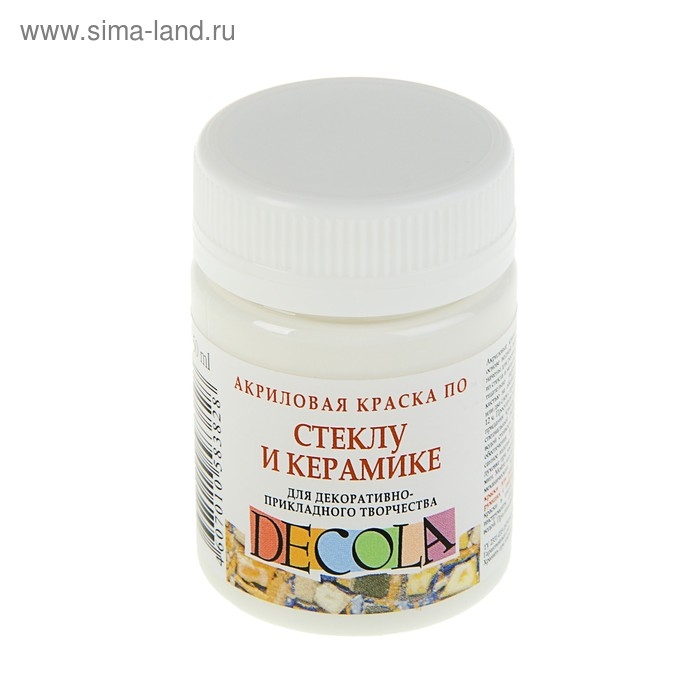 Краска по стеклу и керамике ЗХК Decola, 50 мл, белая, 4028104 Краска по стеклу и керамике ЗХК Decola, 50 мл, белая, 4028104