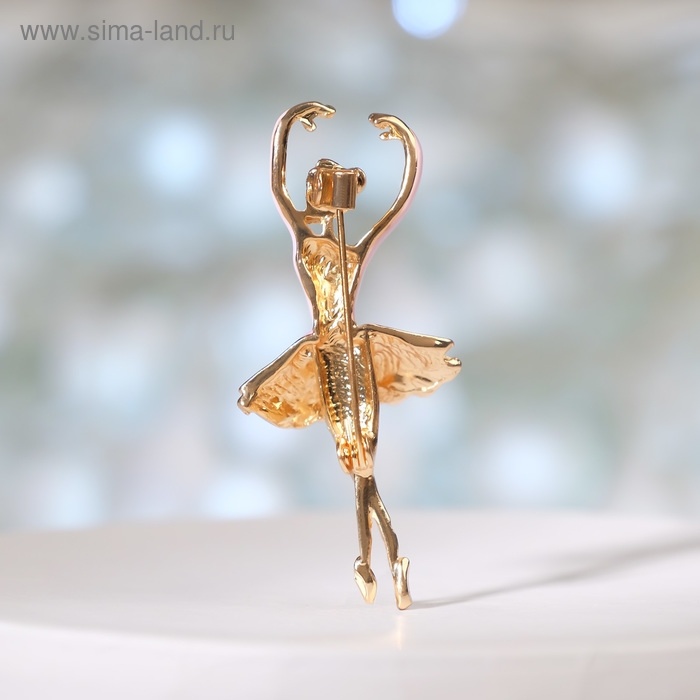 Брошь «Балерина», цвет розовый в золоте
