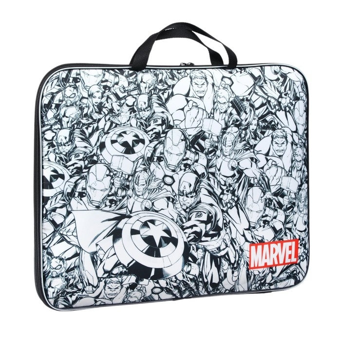 Папка для черчения и рисунков А3, 470х350х20 мм с ручками, текстильная,Мстители