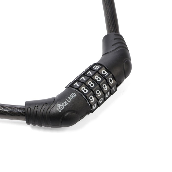 Замок навесной велосипедный LOCKLAND, кодовый,10х650 мм, цвет черный