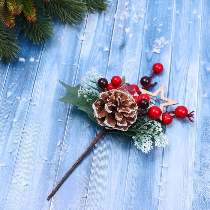 Декор  Декор "Зимние грезы" яркая звезда шишка ягоды, 18 см