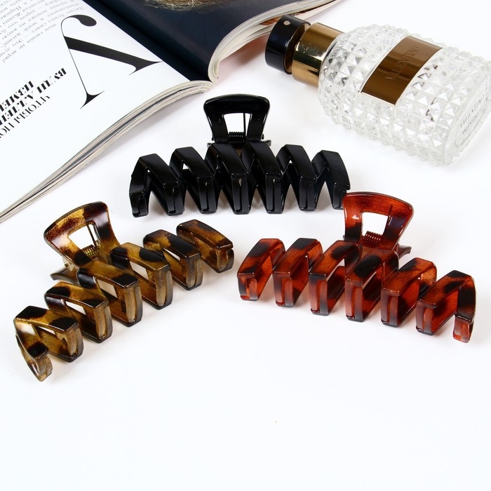 Краб для волос "Джуна" зигзаг, 9,5 см, микс