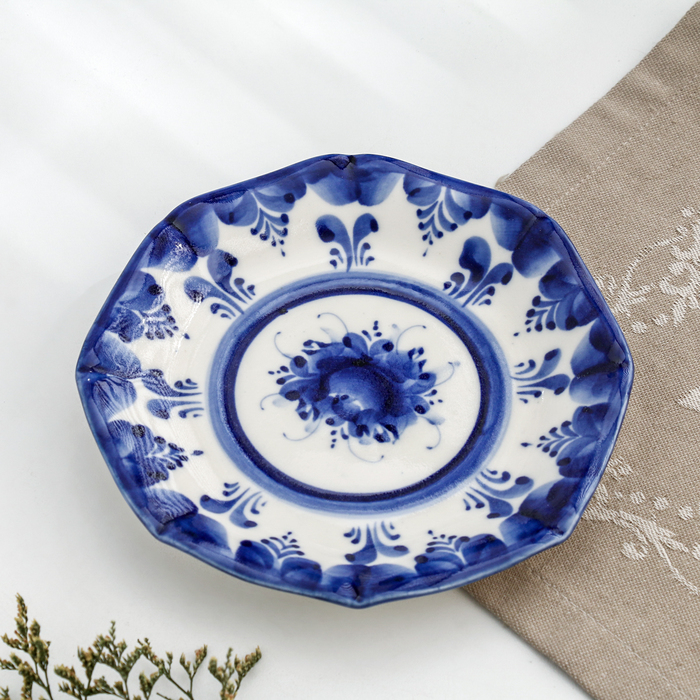 Чайная пара Чайная пара "Элиза", гжель, фарфор, 400 мл, 10х10 см