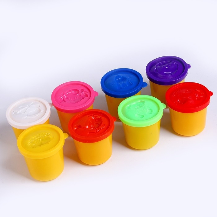 Тесто для лепки в банках, 8 цв, 70 гр Тесто для лепки в банках, 8 цв, 70 гр