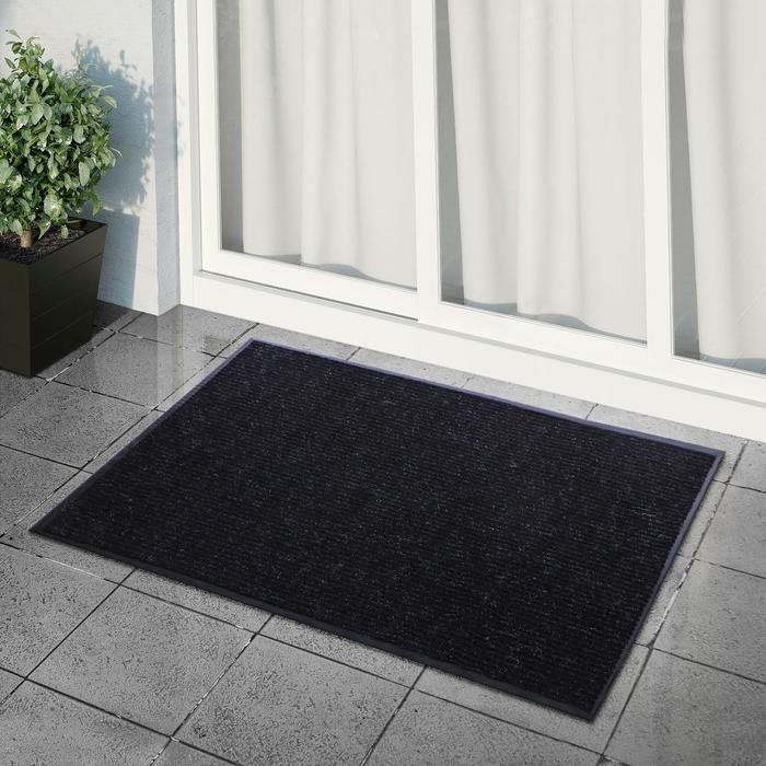 Коврик придверный влаговпитывающий, ребристый, «Стандарт», 90×120 см, цвет чёрный Коврик придверный влаговпитывающий, ребристый, «Стандарт», 90×120 см, цвет чёрный